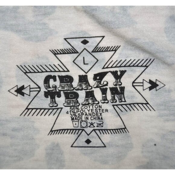 Crazy Train Ladies Striped Animal Print T-Shirt Size L Stretch Short Sleeve Casu - Picture 7 of 8